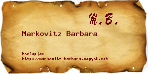 Markovitz Barbara névjegykártya